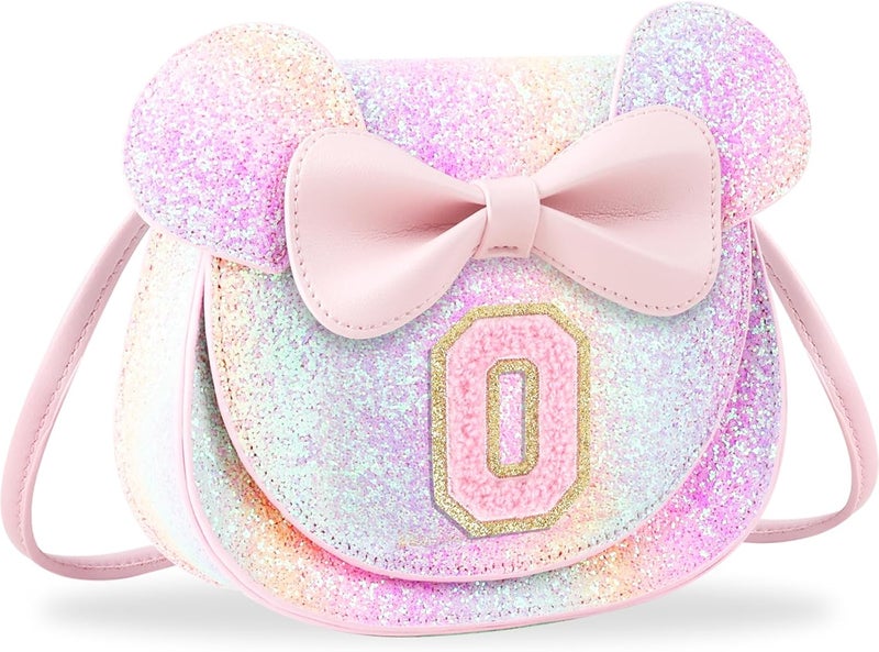 Iqimott Toddler Purse Girl Wallet for 2-10 Year Old Birthday Gift, Personalized Kids Little Mouse Ear Bow Crossbody Shoulder Purse - Image 1